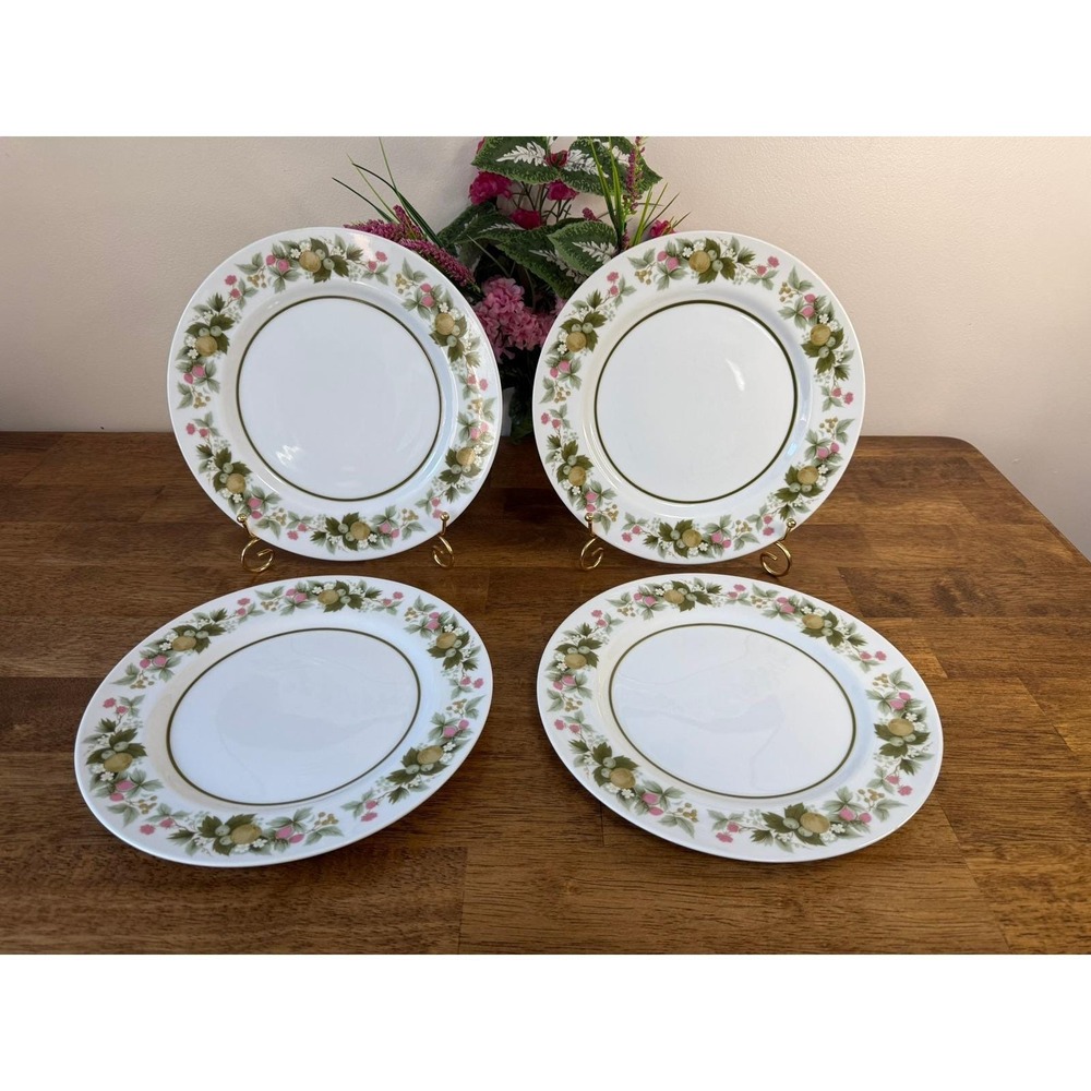 Vintage Mikasa Sumay Dinner Plates Set Green Pink Floral Fruit Fine China Japan